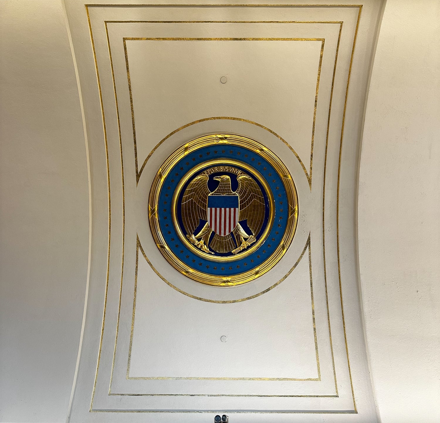 on the ceiling