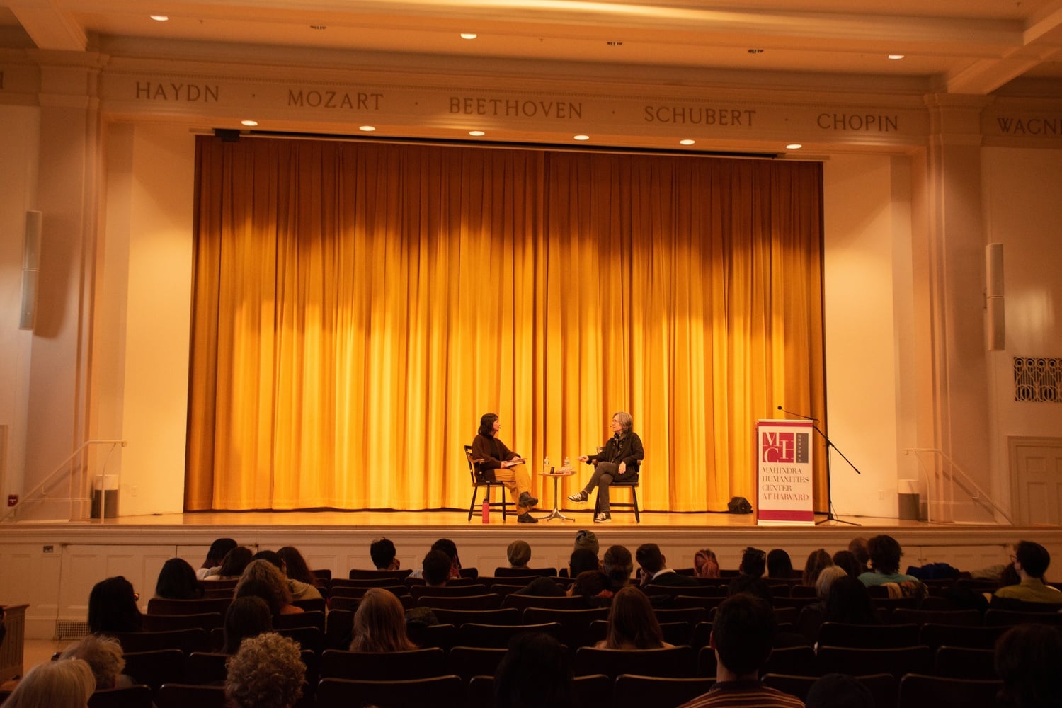 Authors Ruth Ozeki and Meng Jin ’11 discuss Ozeki’s most recent book in Paine Concert Hall. Their conversation was part of the Mahindra Humanities Center Writers Speak Series.