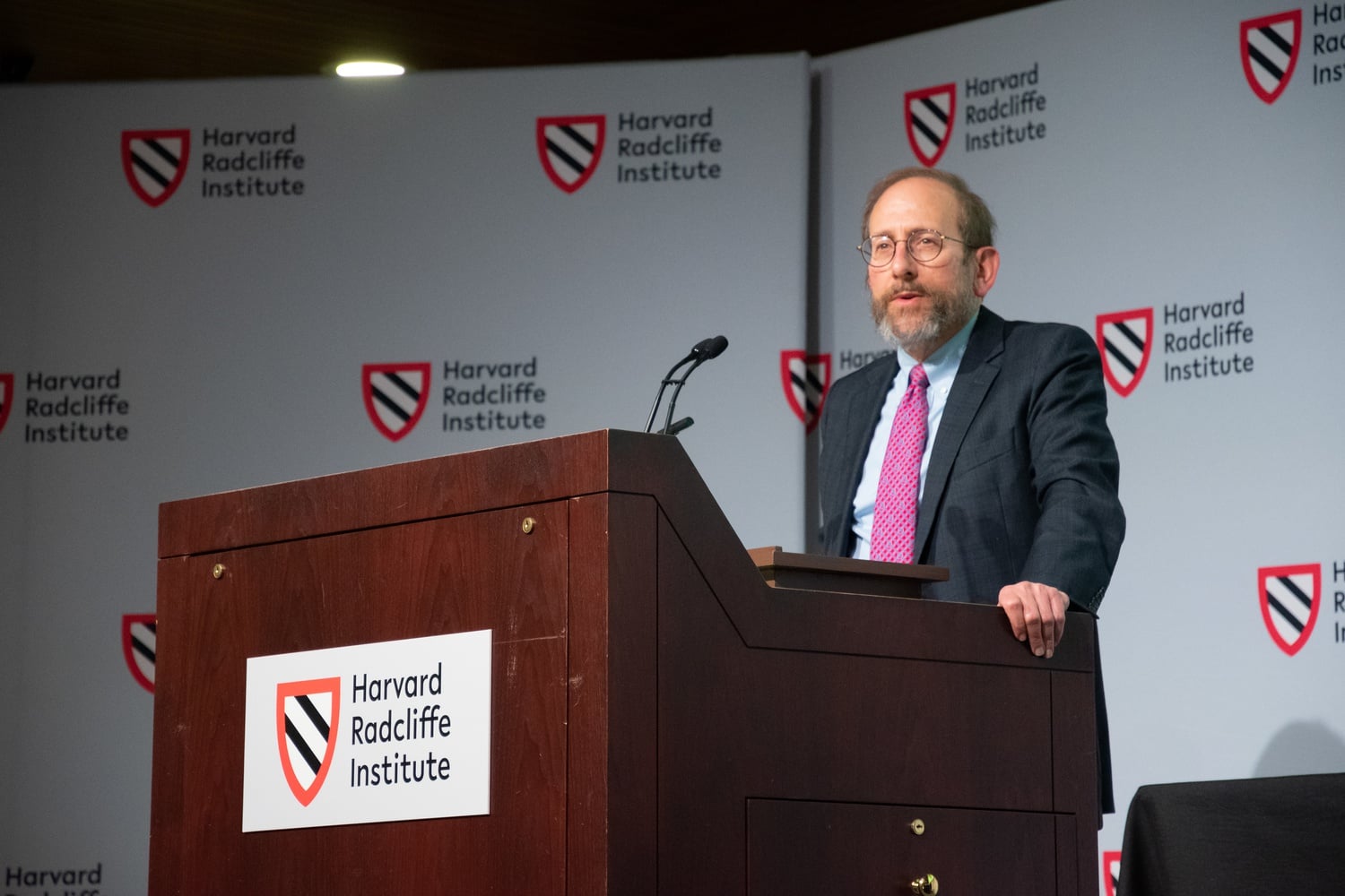 University Provost Alan M. Garber '76, pictured at an April 2022 Radcliffe Institute for Advanced Study event, discussed the search for the next Faculty of Arts and Sciences at a Thursday interview.