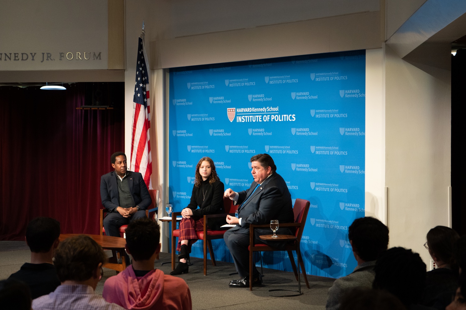 J.B. Pritzker, the 43rd Governor of Illinois, spoke on his career in business and public service in an IOP forum Monday.