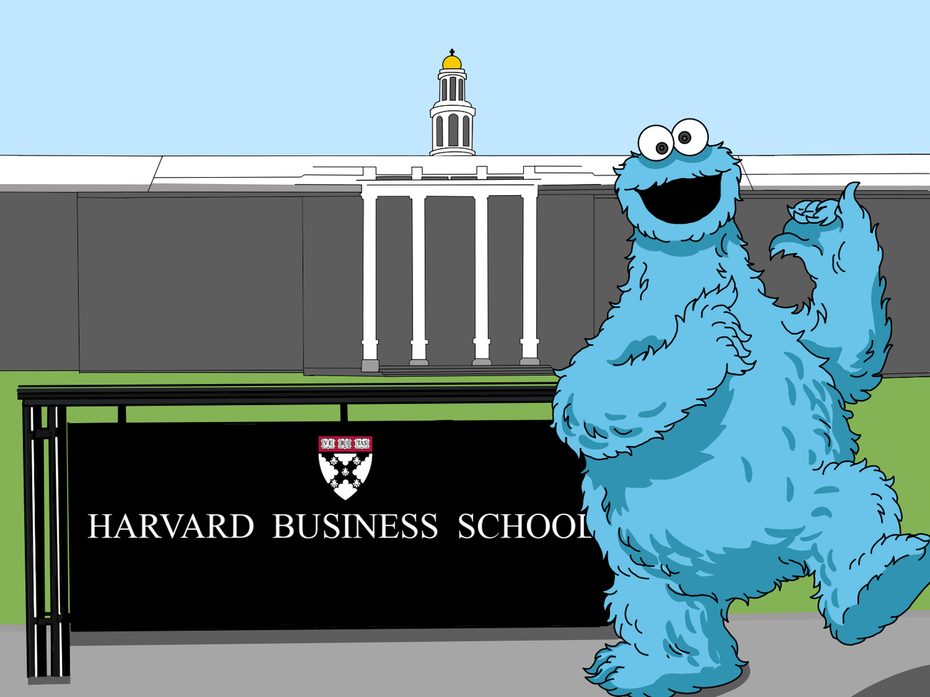 Harvard Business School's most recent guest speaker? Cookie Monster. And he has a few things to say about how they run things there.