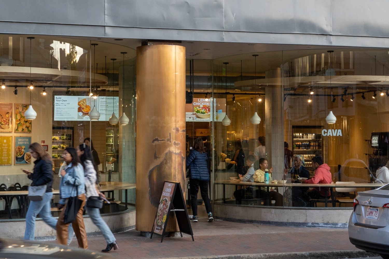 Cava, a Mediterranean-themed chain restaurant, opened a location at 22 Brattle St. on Friday.