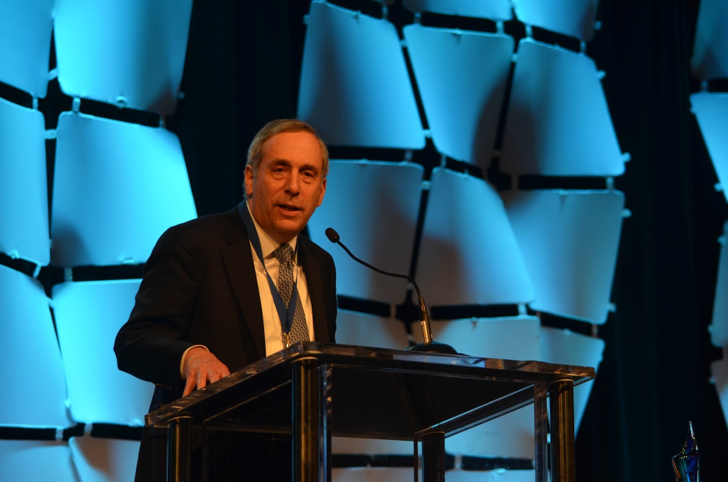 Harvard President Lawrence S. Bacow gives a speech in Washington, DC, where he traveled to during his first month as president. Bacow met individually with over 70 Congress members over the past five years.
