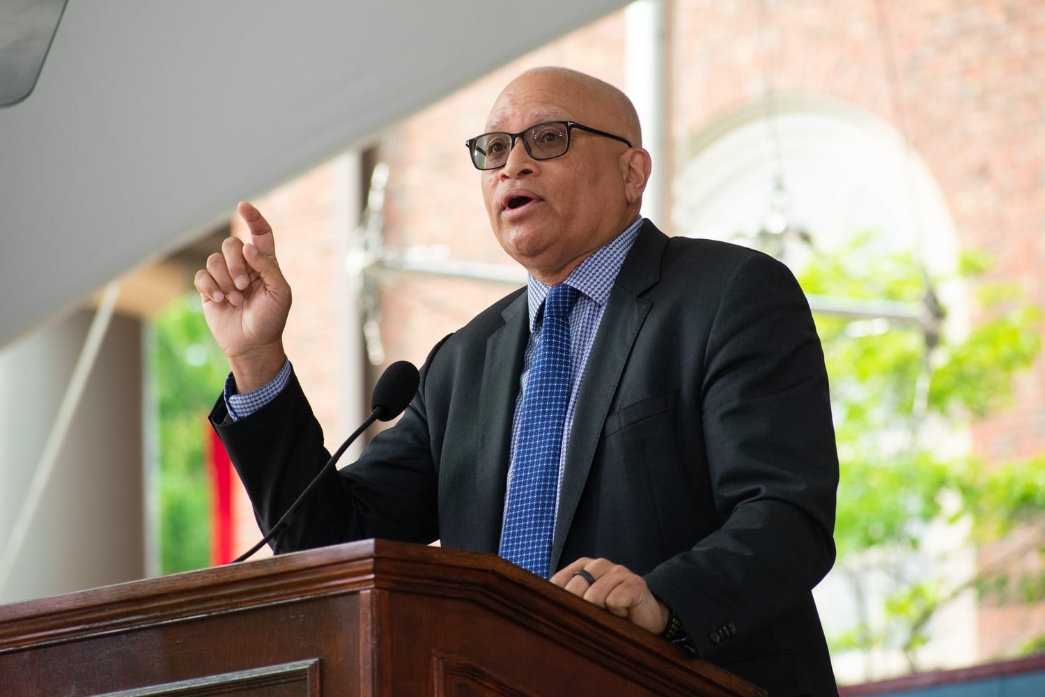Comedian, writer, and producer Larry Wilmore addressed graduating seniors at Class Day on Wednesday.