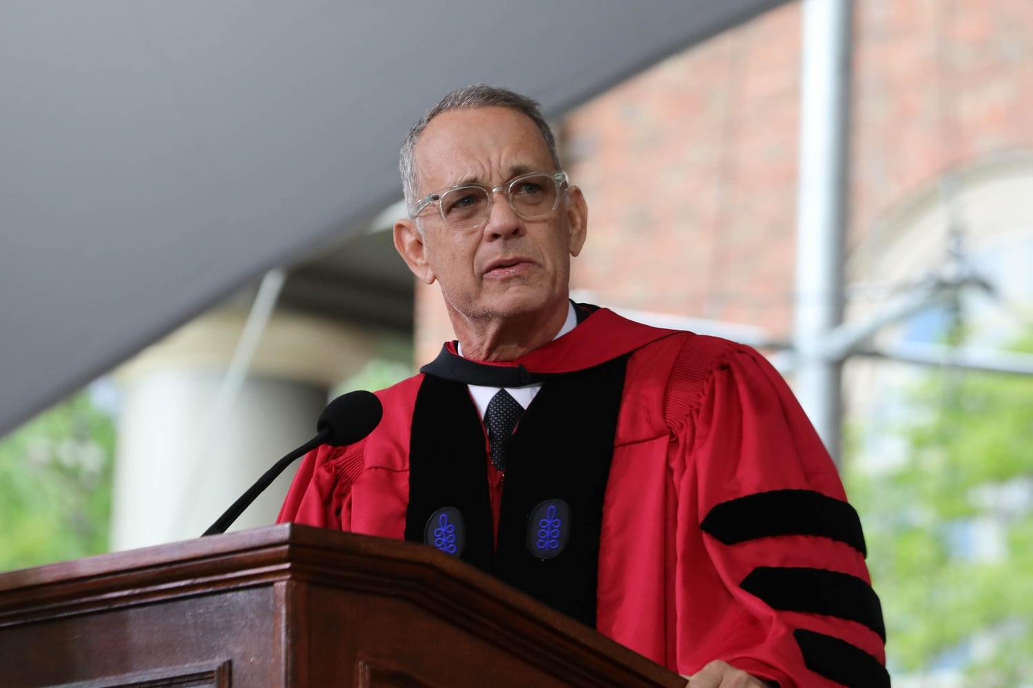 Tom Hanks addressed Harvard graduates at the 2023 Commencement ceremony on Thursday.