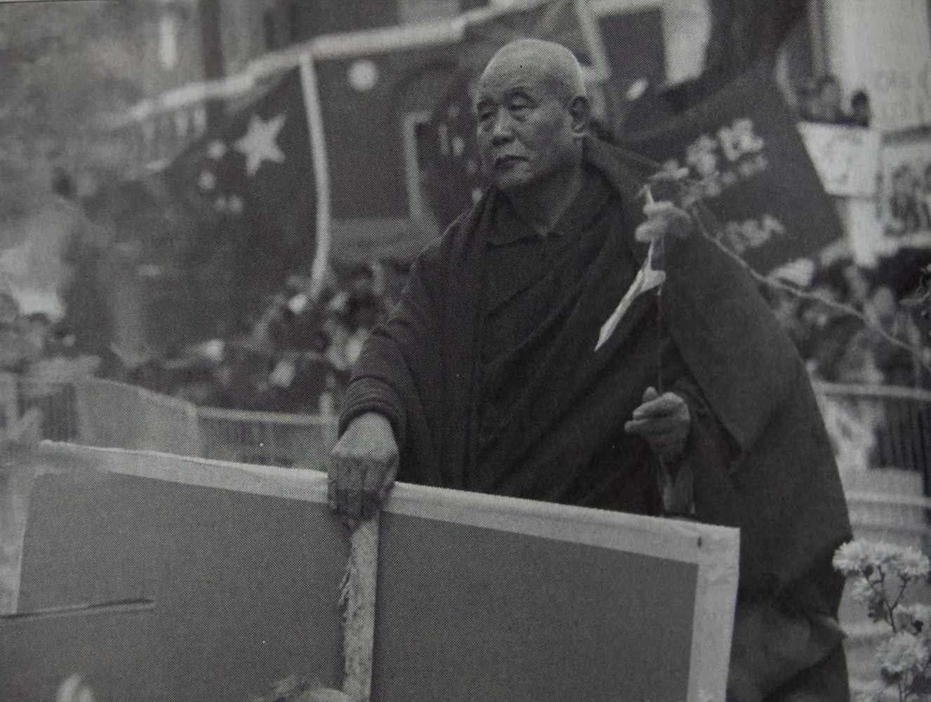 A Tibetan monk was one of many sympathizers and participants in a hunger strike.