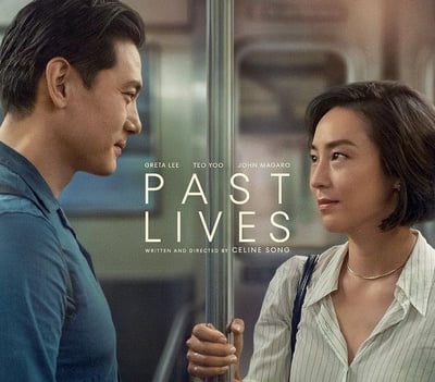 Cover image for Still of Greta Lee and Teo Yoo in "Past Lives."