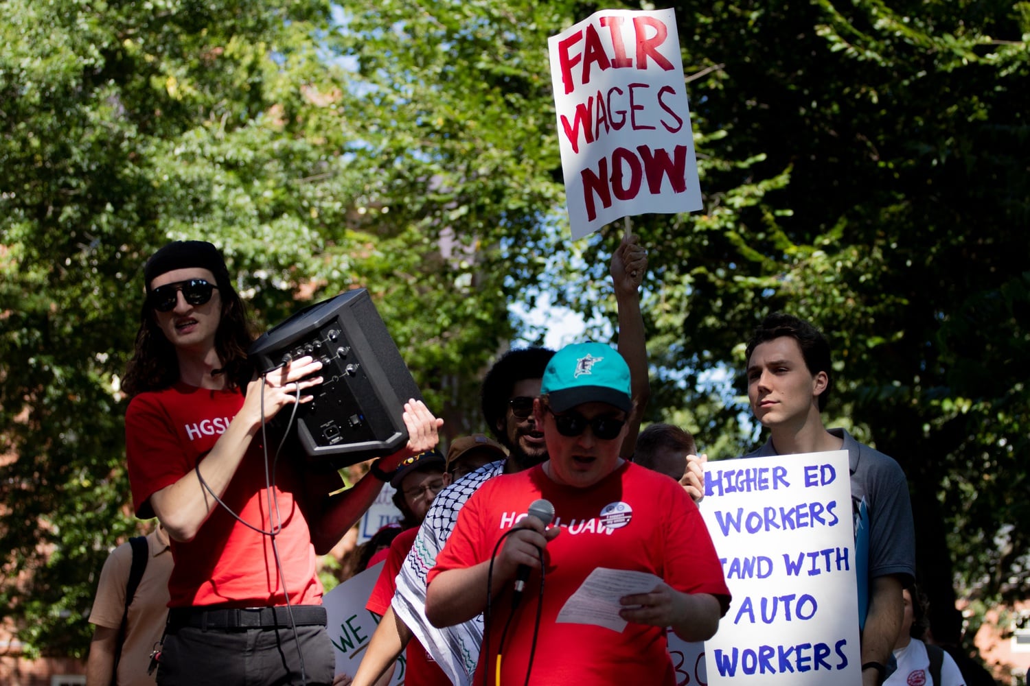 Harvard's graduate student union rallied on Thursday for a pay increase to bring wages to $48,779 per year, or $23.45 per hour.