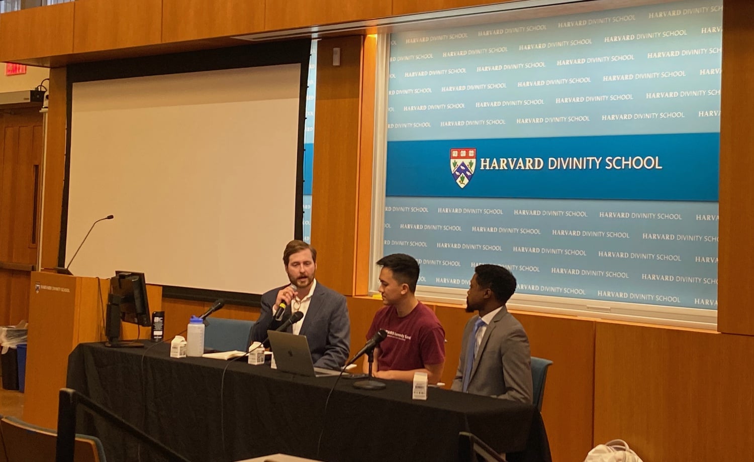 Pictured from left to right: Harvard Graduate School of Education student Jordan A. Weatherl; Viet A. Nguyen, the executive director of EdMobilizer; and Michael A. Kippins, a litigation fellow who filed a complaint with the U.S. Department of Education over Harvard’s legacy preferences;