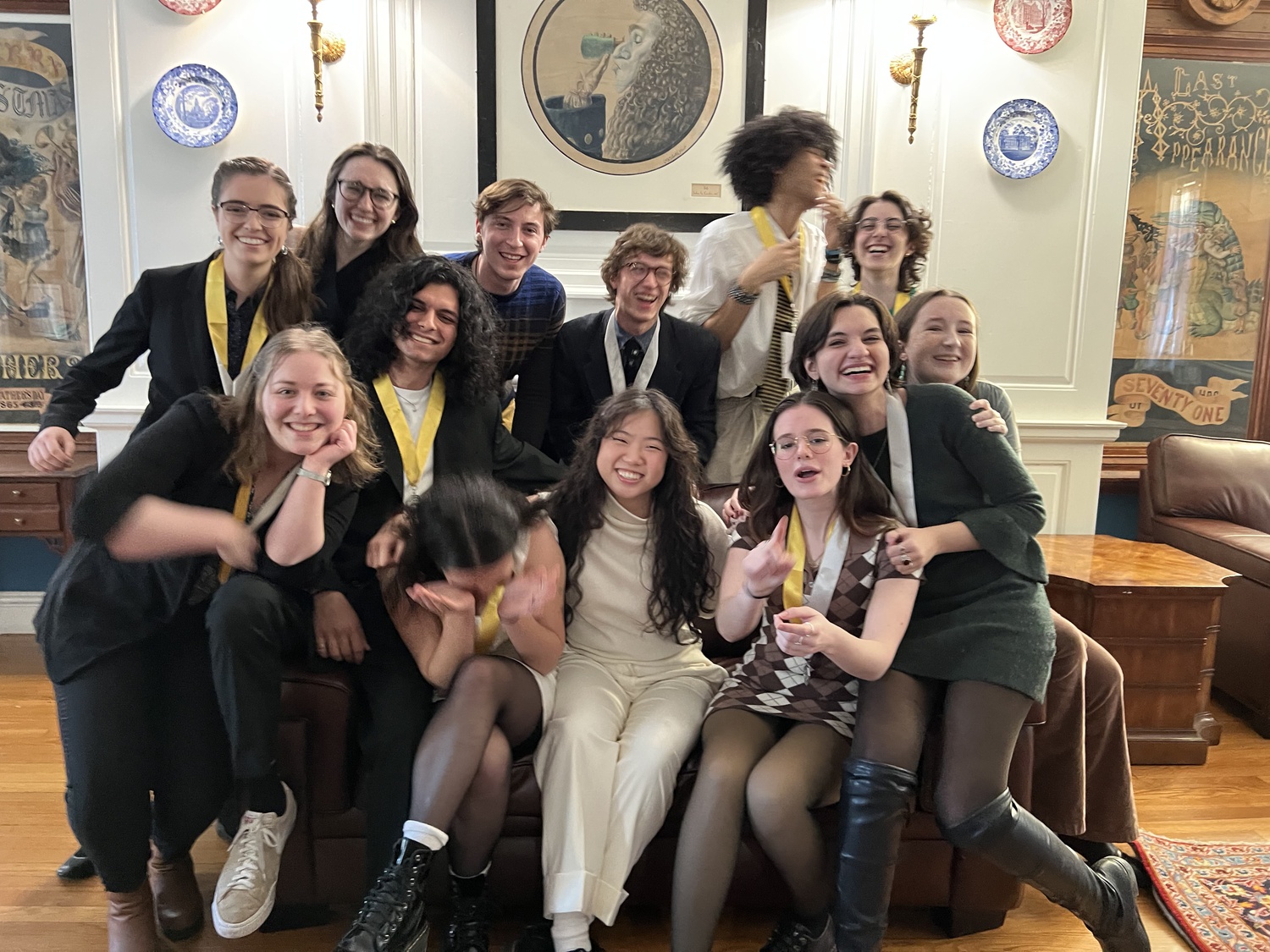 Maureen Clare '24 (first row, far left) with the rest of the Hasty Pudding Theatricals.