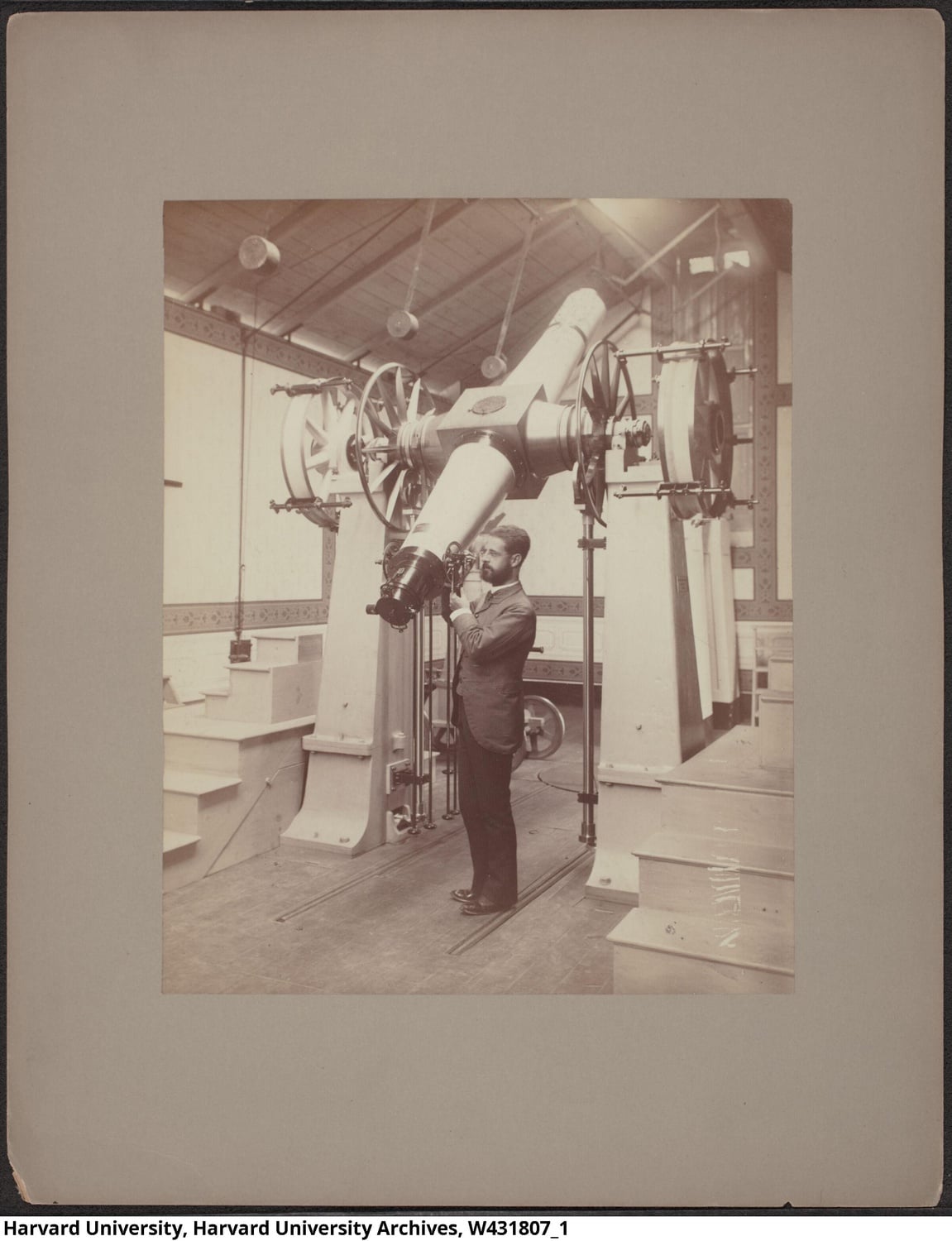 Solon I. Bailey at a telescope.