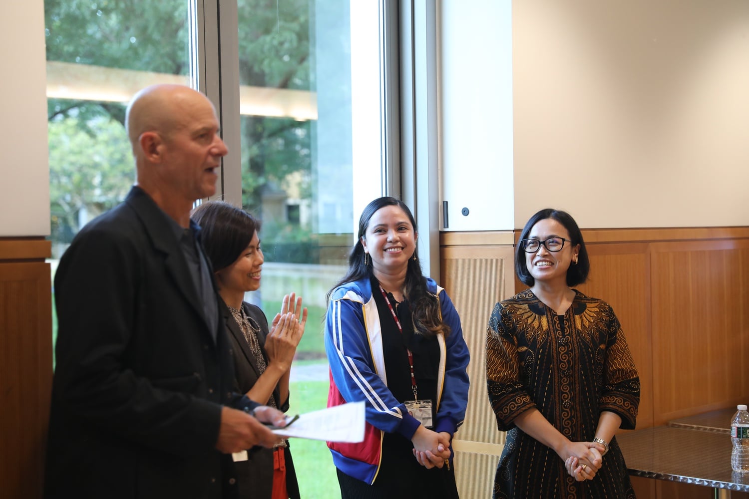 At the Asia Center’s second annual reception for Southeast Asian studies Asia Center Director James Robson introduces Hoa Le, the Vietnamese language preceptor, Sakti Suryani, the Indonesian language preceptor, and Lady Aileen Orsal, the Filipino (Tagalog) preceptor.