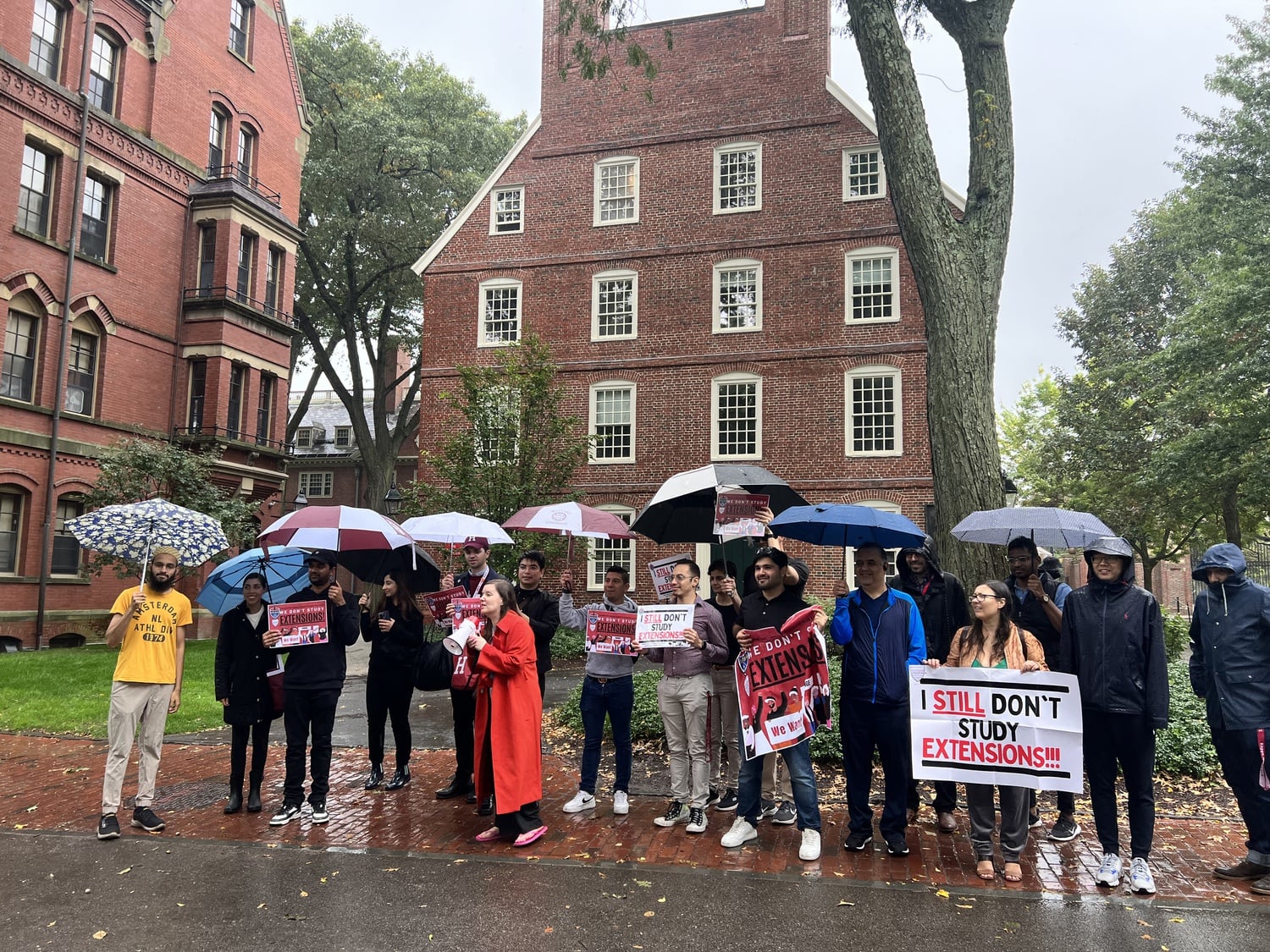 Harvard Extension School students renewed calls to remove 'in extension studies' from their degree in a Saturday protest.