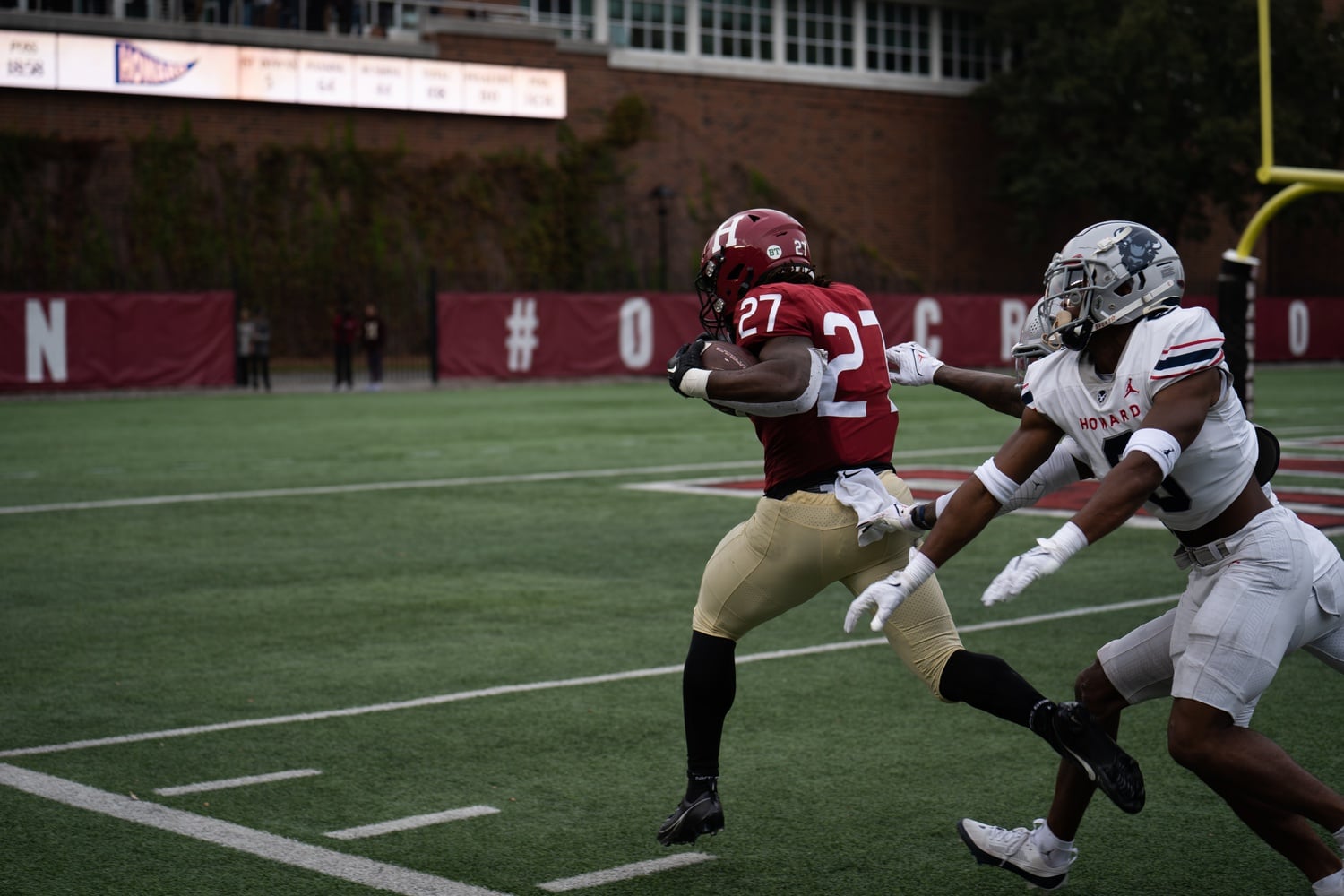 Sophomore running back Isaiah Abbey makes a run for one of his three total touchdowns of the game.