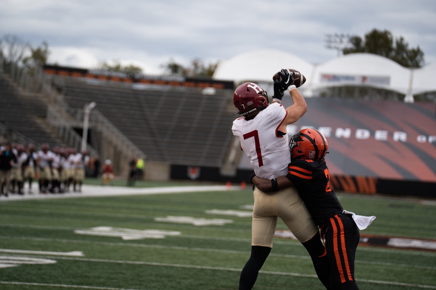 Senior wide receiver Kaedyn Odermann reels in a pass against Princeton on October 21, 2023.