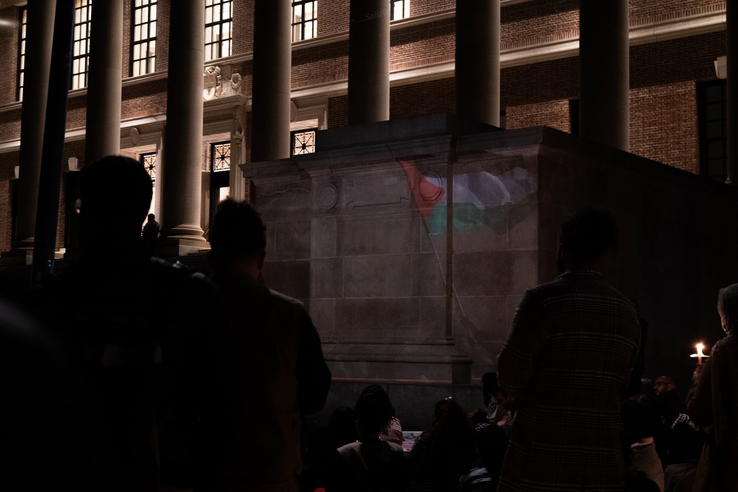Tuesday's vigil included a video projection of Gazan children affected by violence in the region.