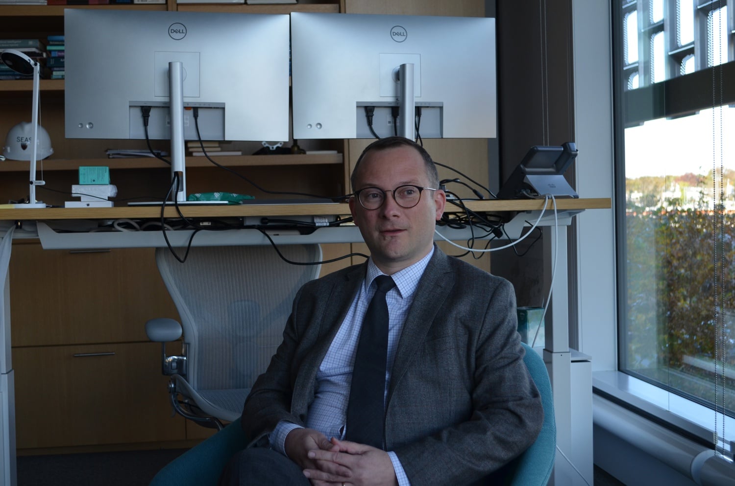 David C. Parkes, pictured at a Thursday interview with The Crimson, was named the next dean of the School of Engineering and Applied Sciences in August.