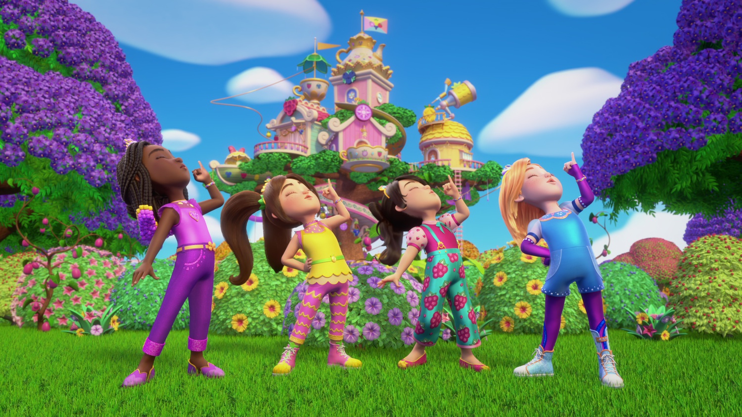 Dana Heath as Kira, Luna Bella as Penny, Trinity Jo-Li Bliss as Rita and Madison Calderon as Bea in "Princess Power."