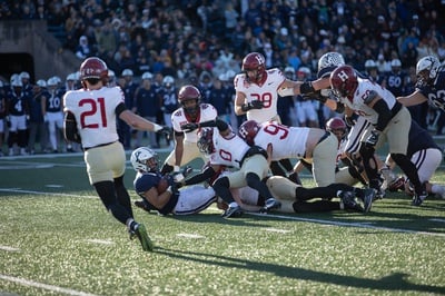 Cover image for Crimson defenders converge on a Yale player
