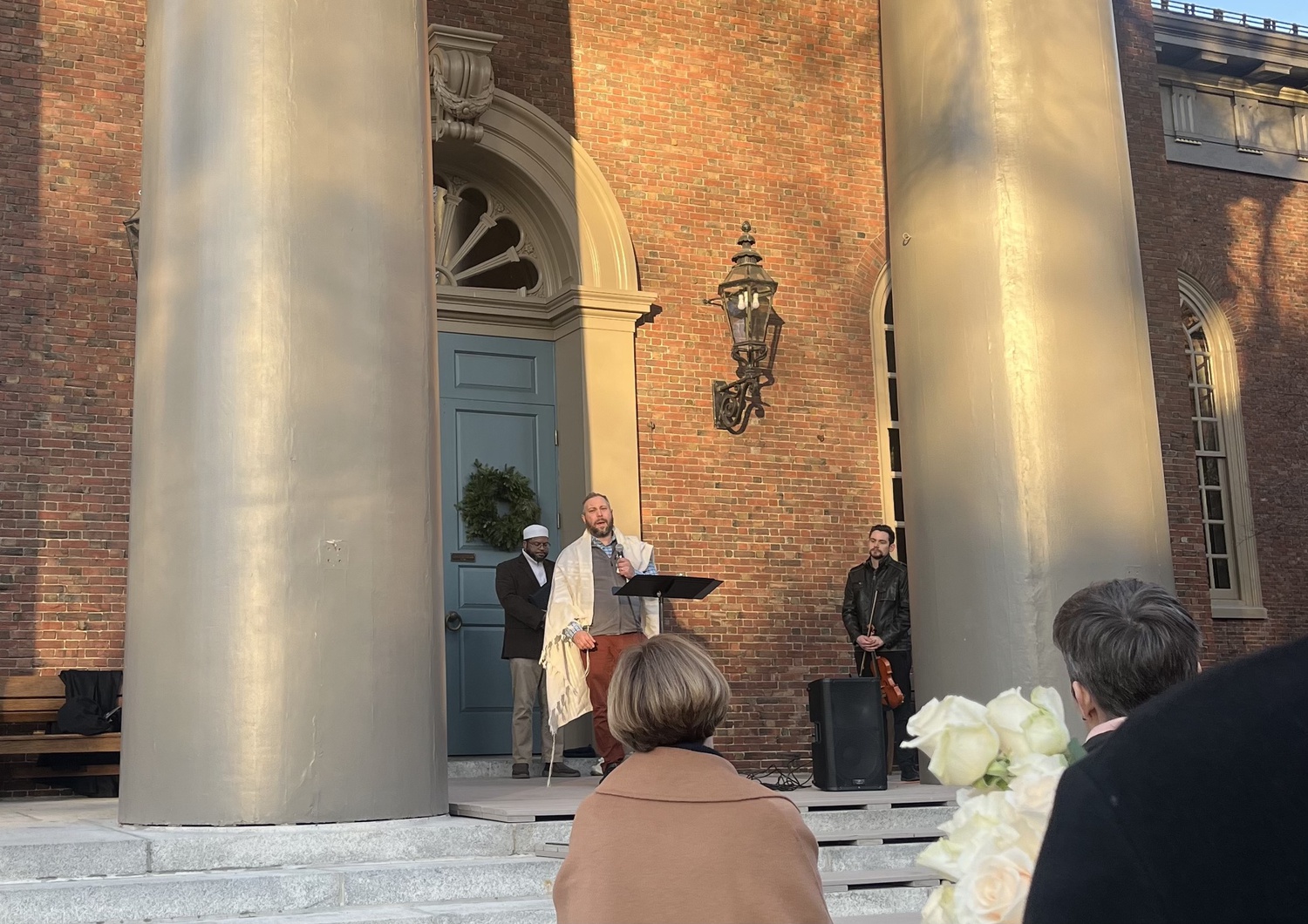 Harvard Hillel Campus Rabbi Getzel Davis delivered a prayer calling for peace during a Friday vigil organized by the Harvard Chaplains.