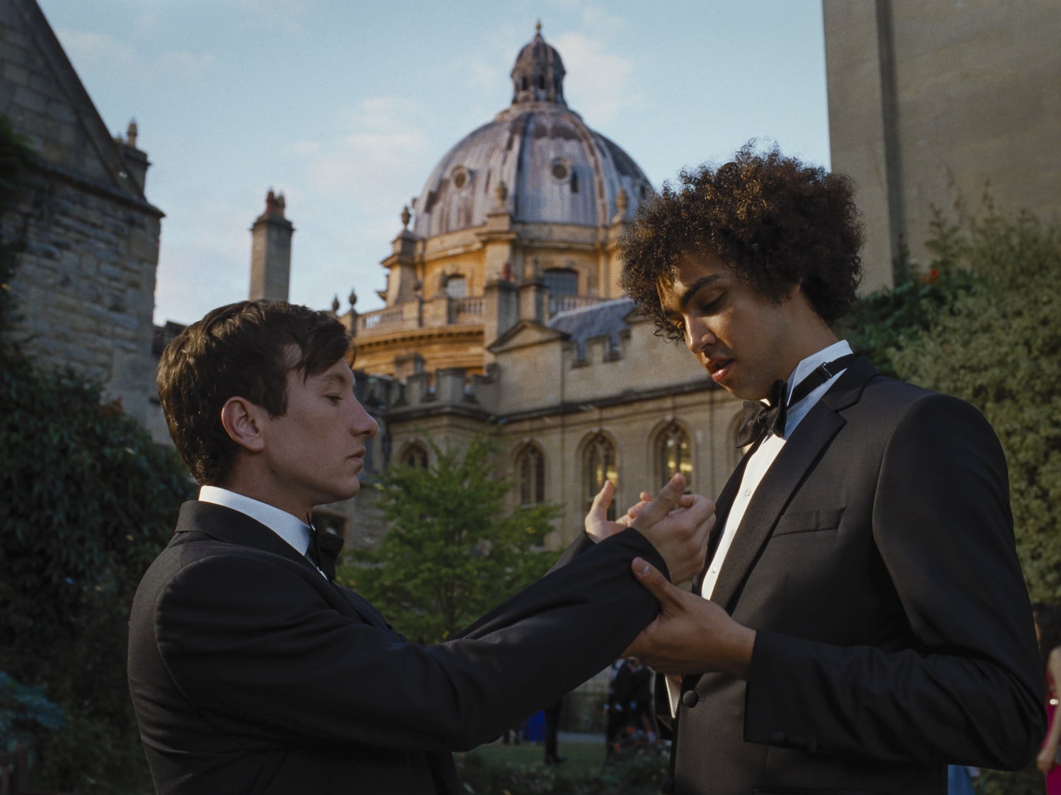 Barry Keoghan and Archie Madekwe star in "Saltburn."