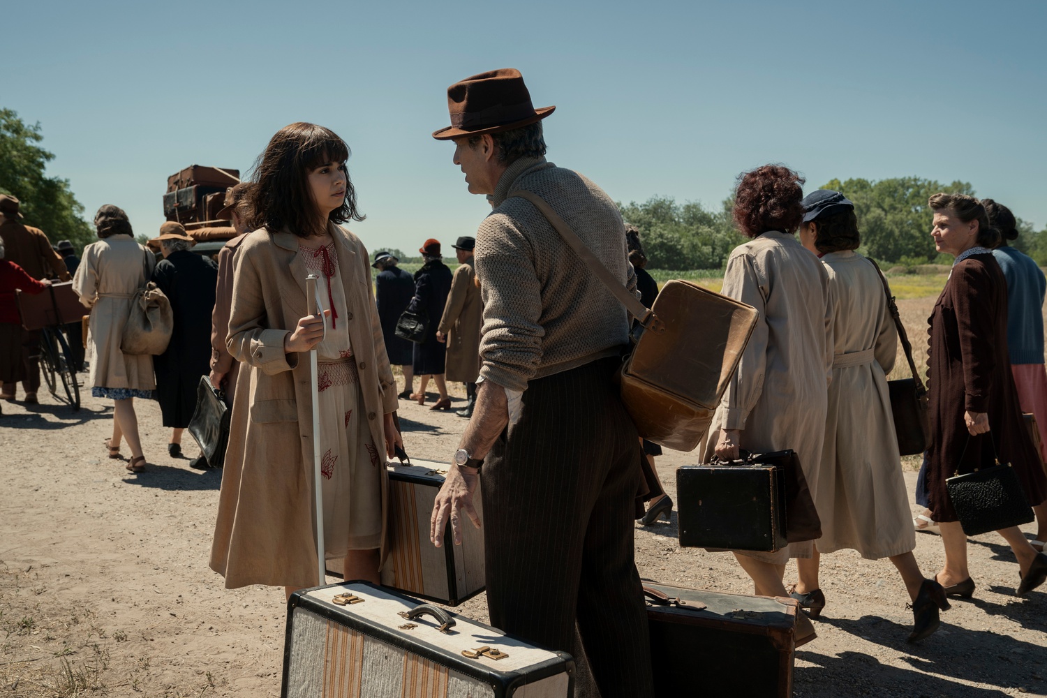Aria Mia Loberti as Marie-Laure and Mark Ruffalo as Daniel LeBlanc in episode two of "All The Light We Cannot See."
