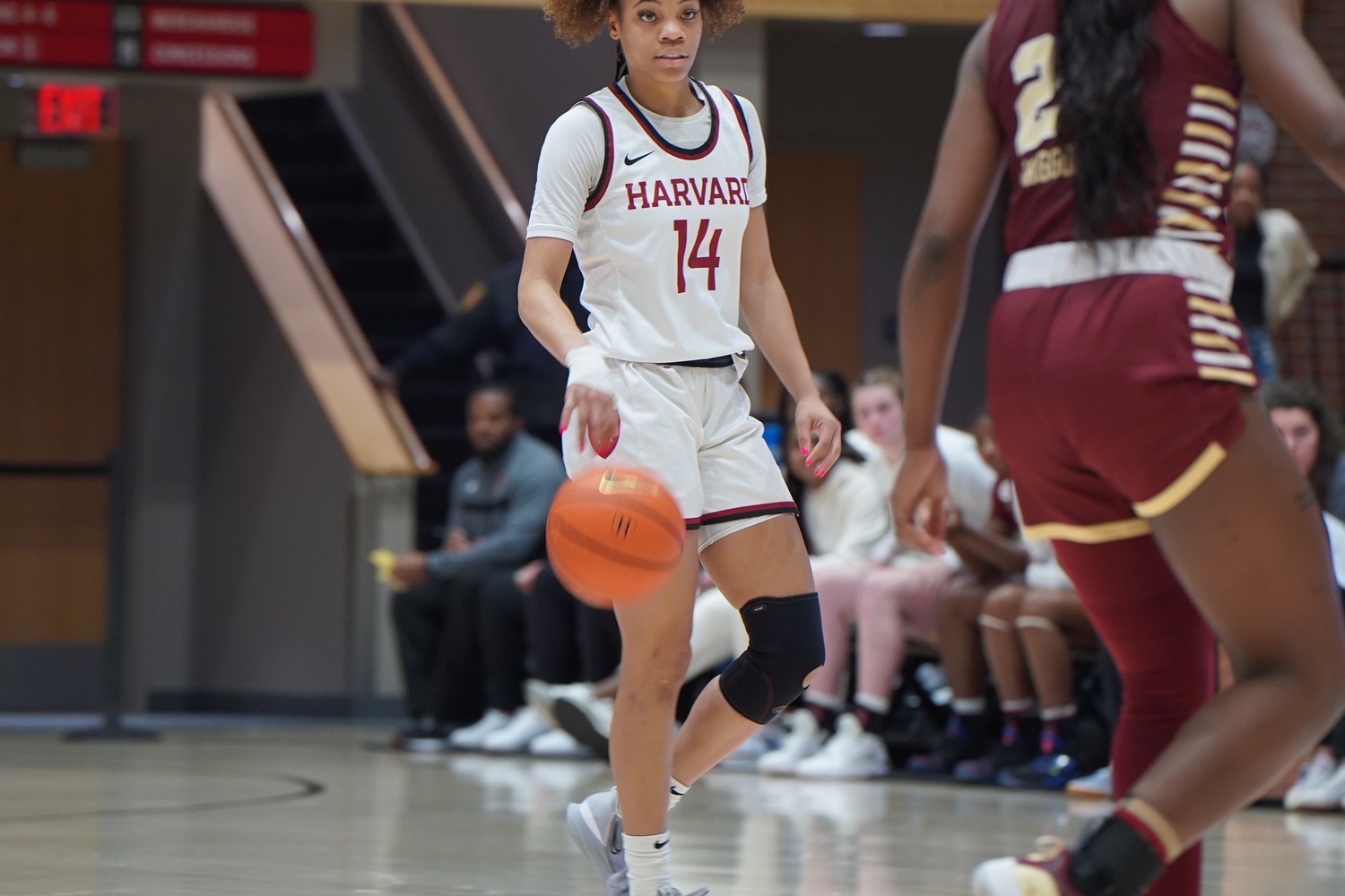 Junior Harmoni Turner takes the basketball up the key against BC.