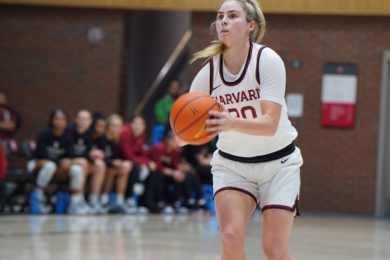Senior Lola Mullaney prepares to take a shot in a game against Boston College.
