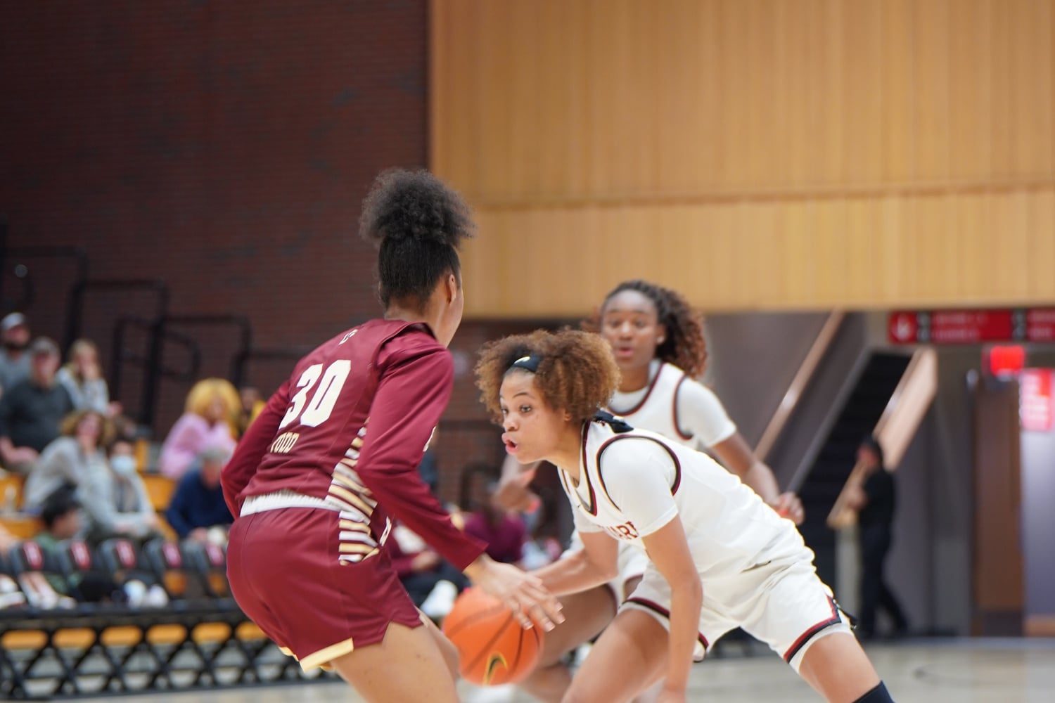 Junior Harmoni Turner dribbles the basketball against Boston College.