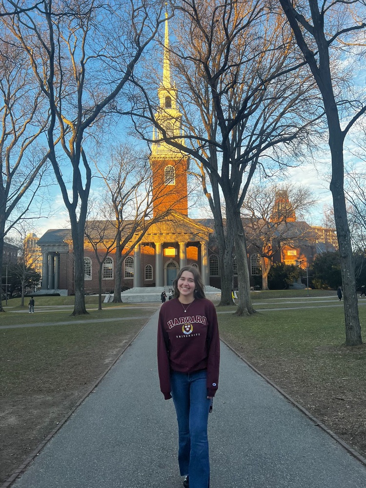 Ava in front of Mem Church!