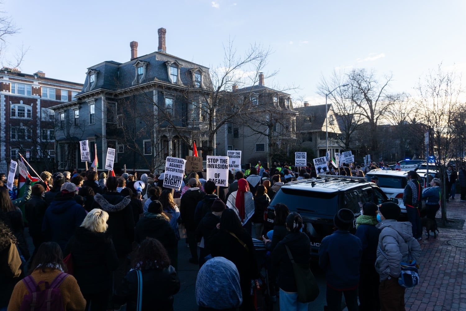 The protest marks the second large-scale pro-Palestine demonstration of the spring semester.