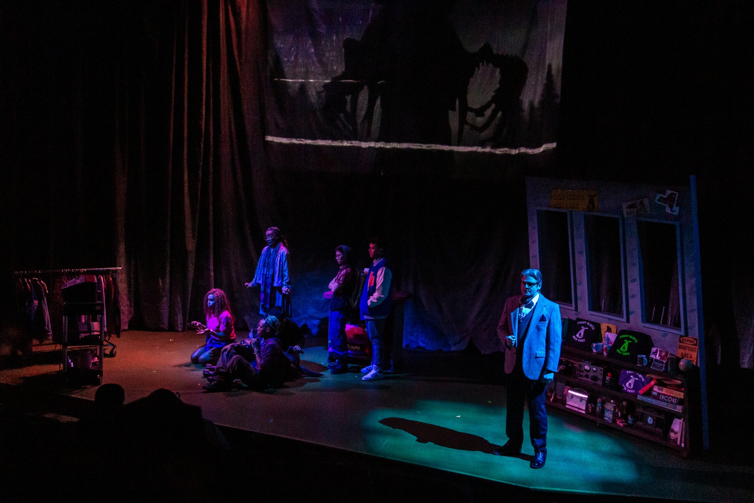 The cast of "The Interrobangers" at Rabb Hall at the Boston Public Library.