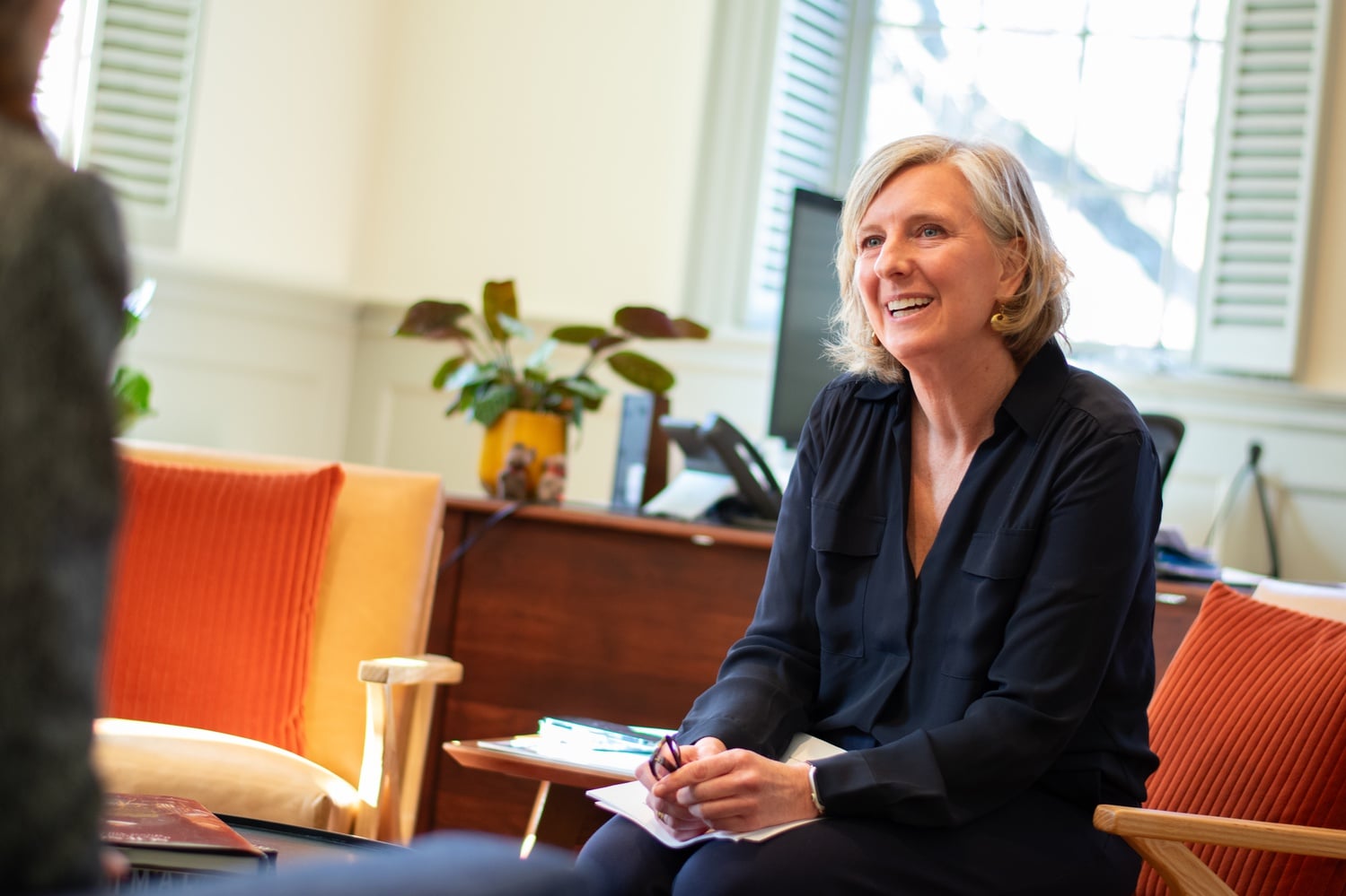 FAS Dean Hopi E. Hoekstra speaks in a February interview at University Hall.
