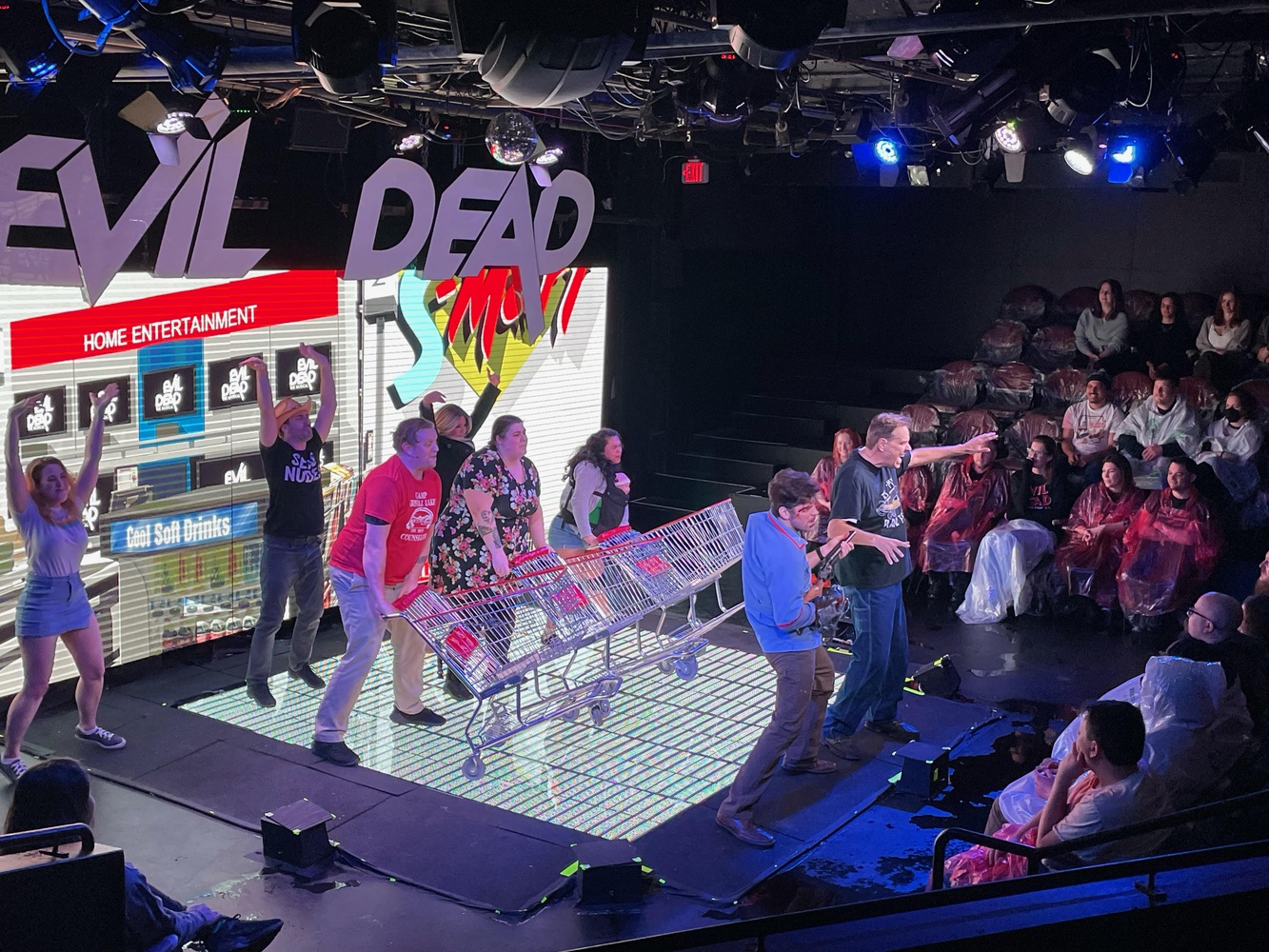 The cast of "Evil Dead The Musical HD" perform at BCA Plaza Theatre.