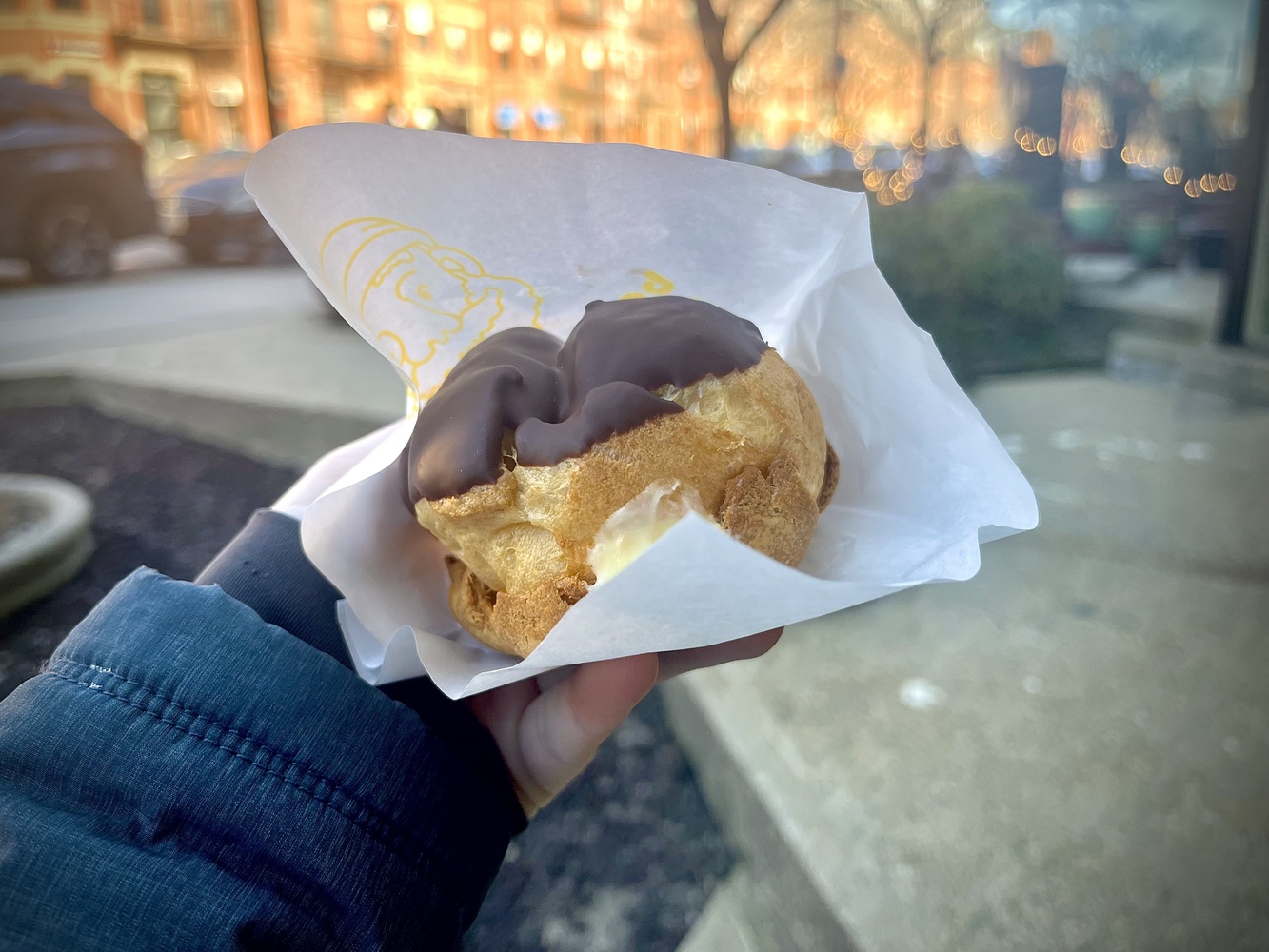 A cream puff from Beard Papa's, Boston.