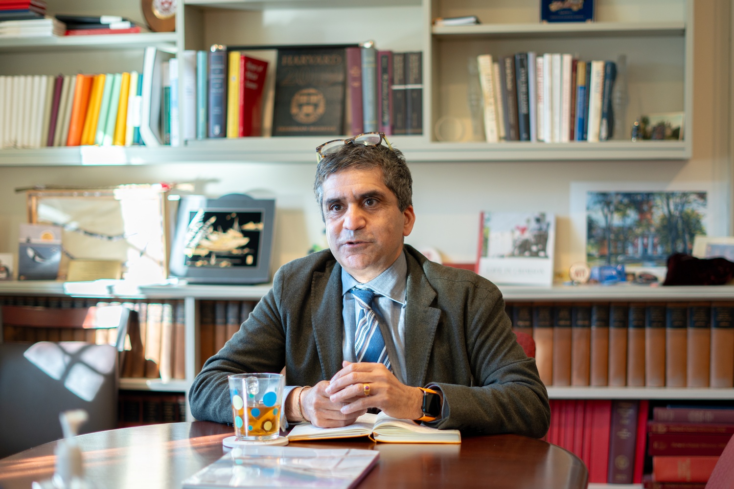 Dean of the College Rakesh Khurana speaks to The Crimson in a February interview. Khurana said he was "disappointed" by the drop in Black students in the Class of 2028.
