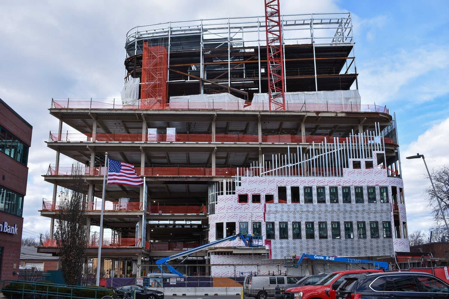 305 Western Avenue, the third building in the Allston Labworks project, is pictured under construction in March.