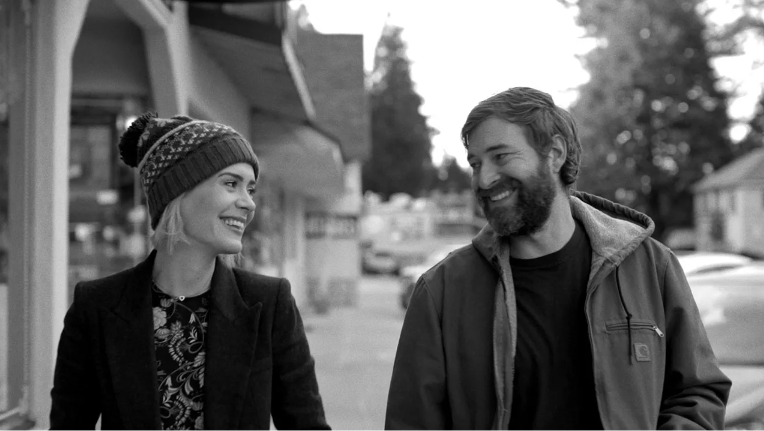 Sarah Paulson and Mark Duplass star in "Blue Jay."