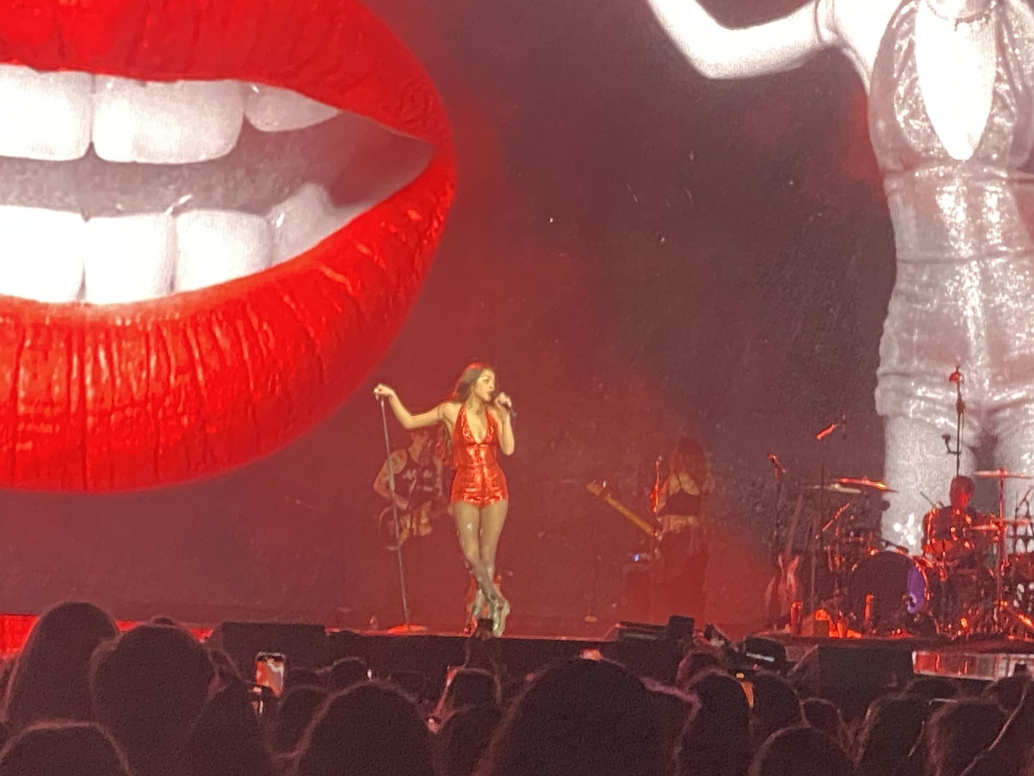 A pair of bright red lips sang along behind her, illuminating the contradictory reality of being a woman — of being expected to feel nothing yet feel grateful, and to be pretty, yet sexy, yet also classy.