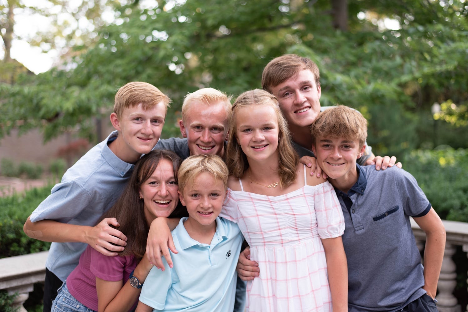 The author, bottom left, with her six siblings.