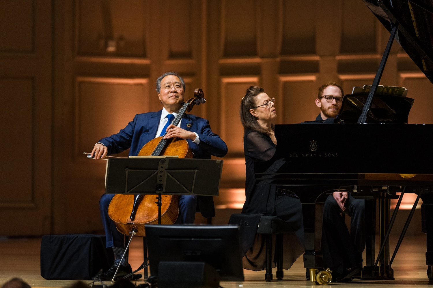 Yo-Yo Ma and Kathryn Stott performing at Boston Symphony Hall.