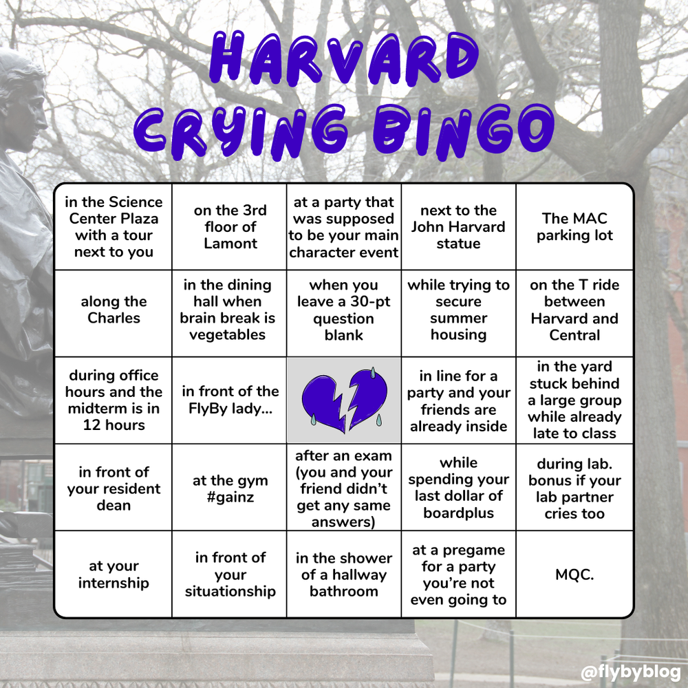 Harvard Crying Bingo image