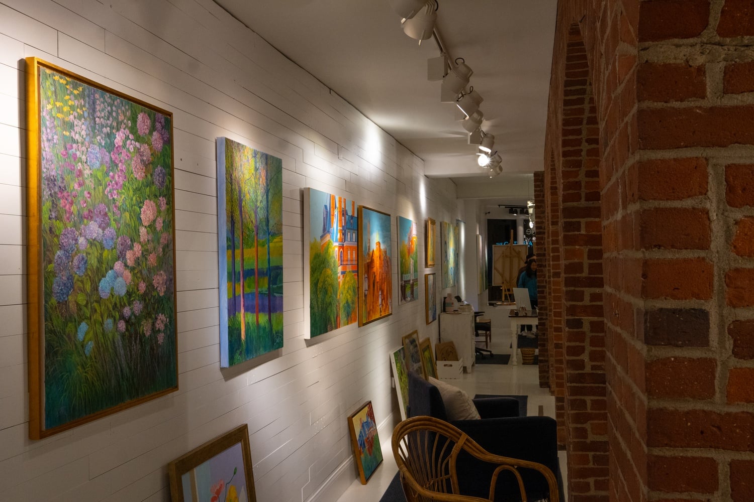 Sitka's paintings at Sitka Home Art Gallery on Newbury Street.