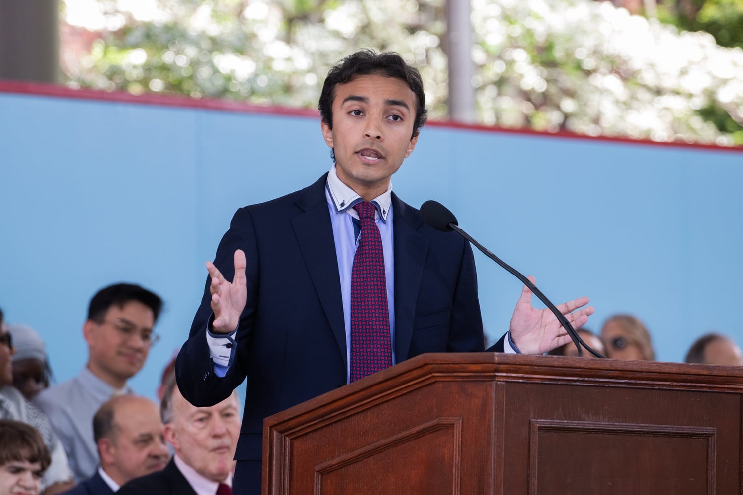 First Marshal Fez S. Zafar '24 addressed the senior class at the Harvard College Class of 2024 Class Day.