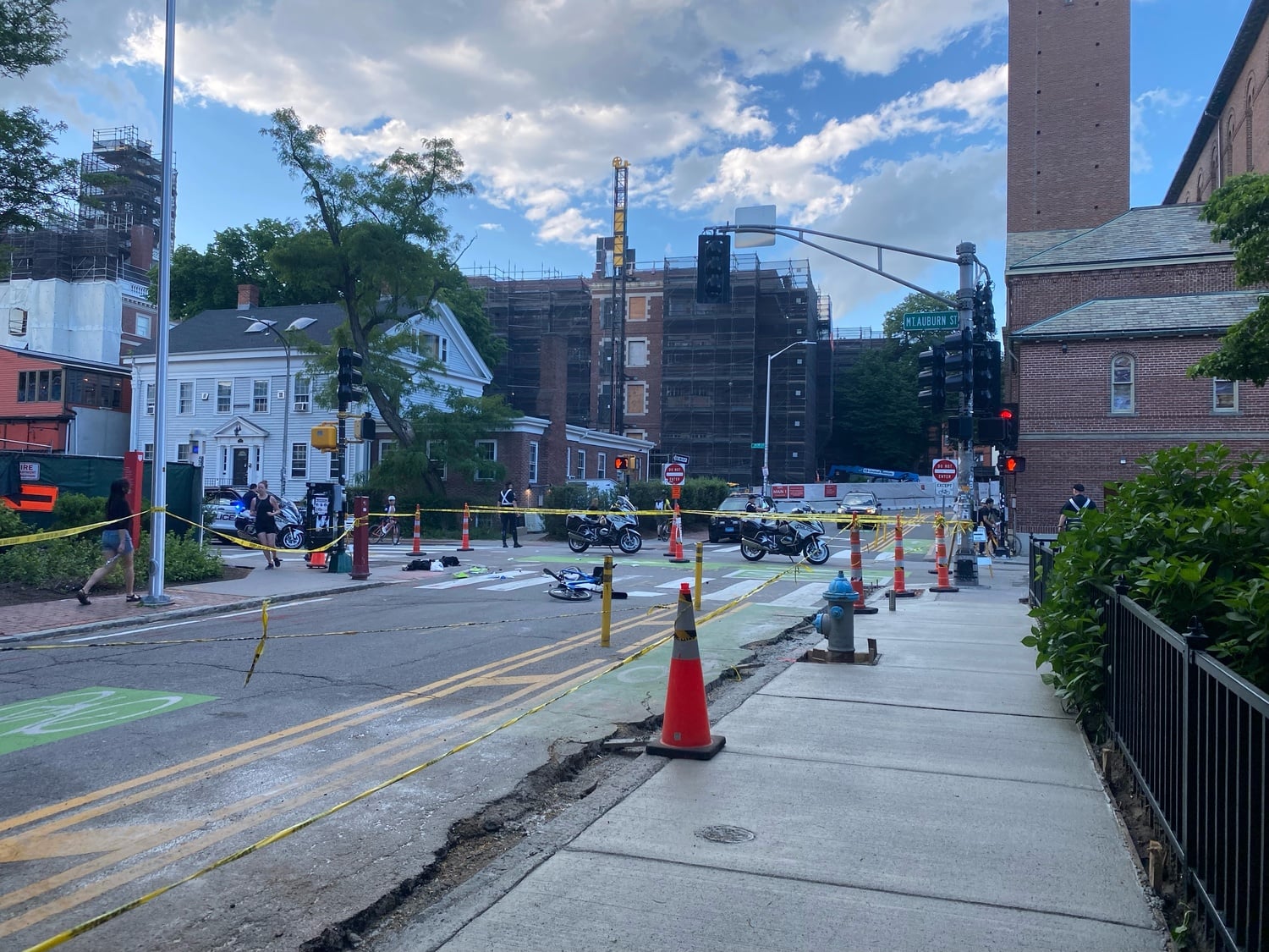 A cyclist was killed Friday afternoon in a collision with a truck at the intersection of DeWolfe Street and Mount Auburn Street.