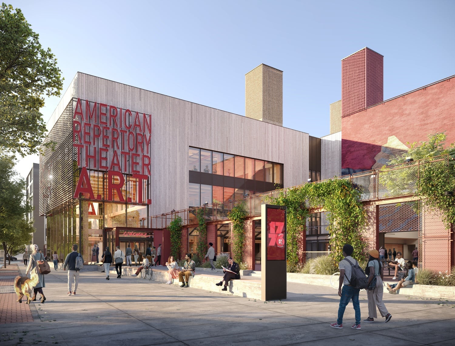 An architectural rendering of the new American Repertory Theater building in Harvard's Allston campus.
