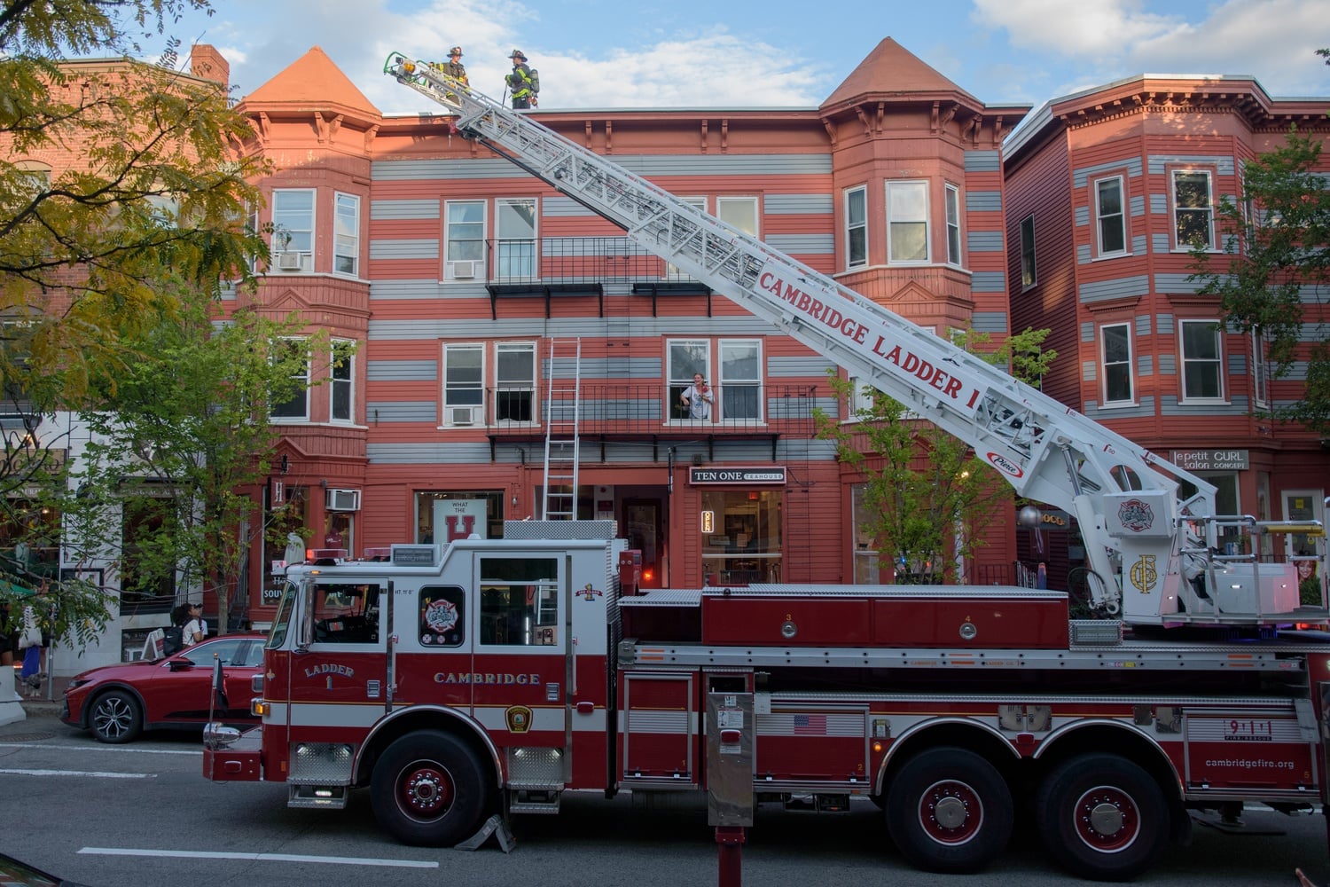 Three firetrucks responded to a small fire at an apartment on JFK Street Monday night.