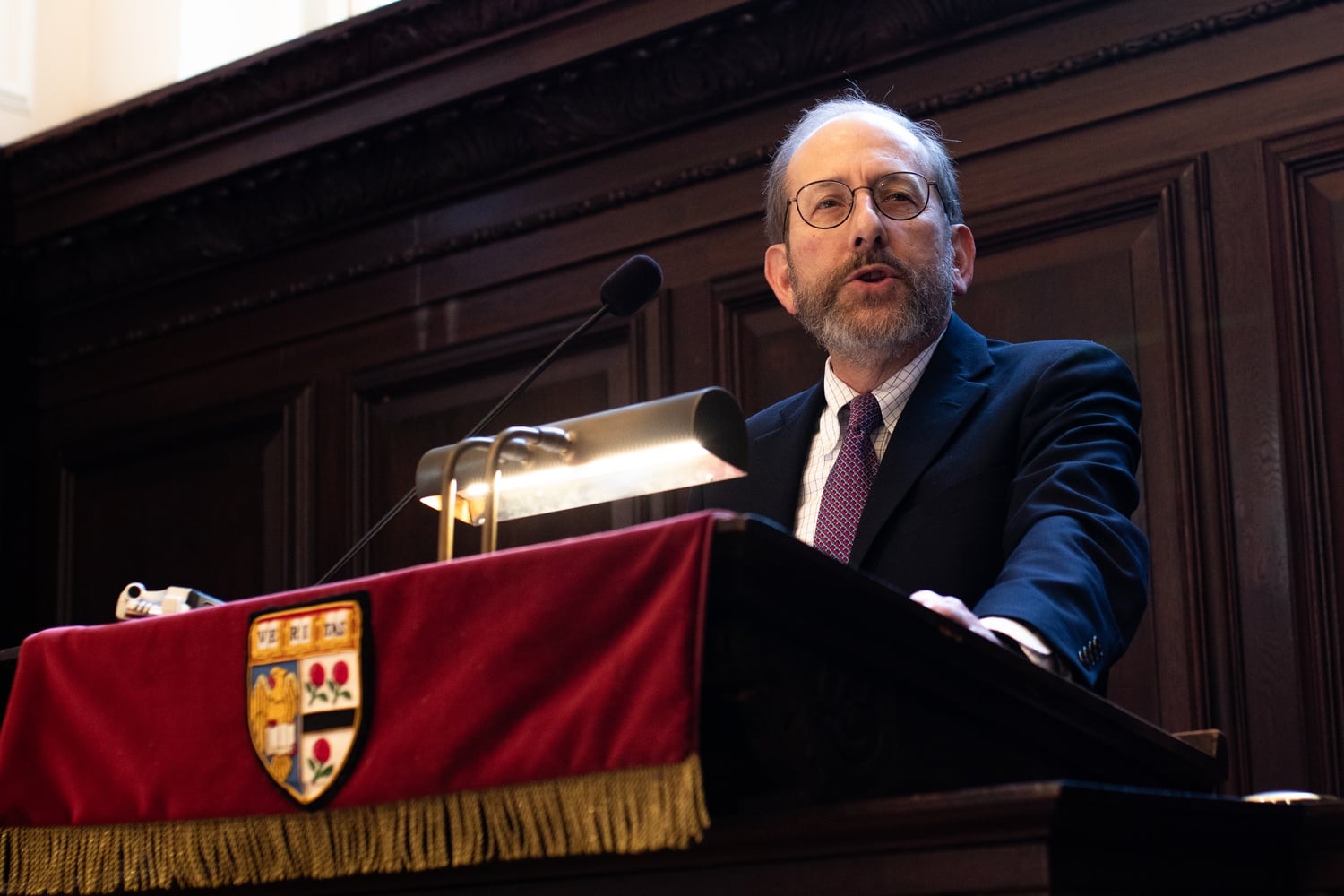 President Garber speaks at morning prayer in the Appleton Chapel of Memorial Church.