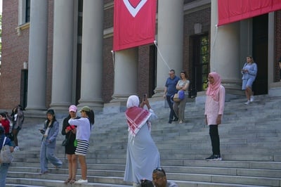 Cover image for First Day of Classes on Widener Steps