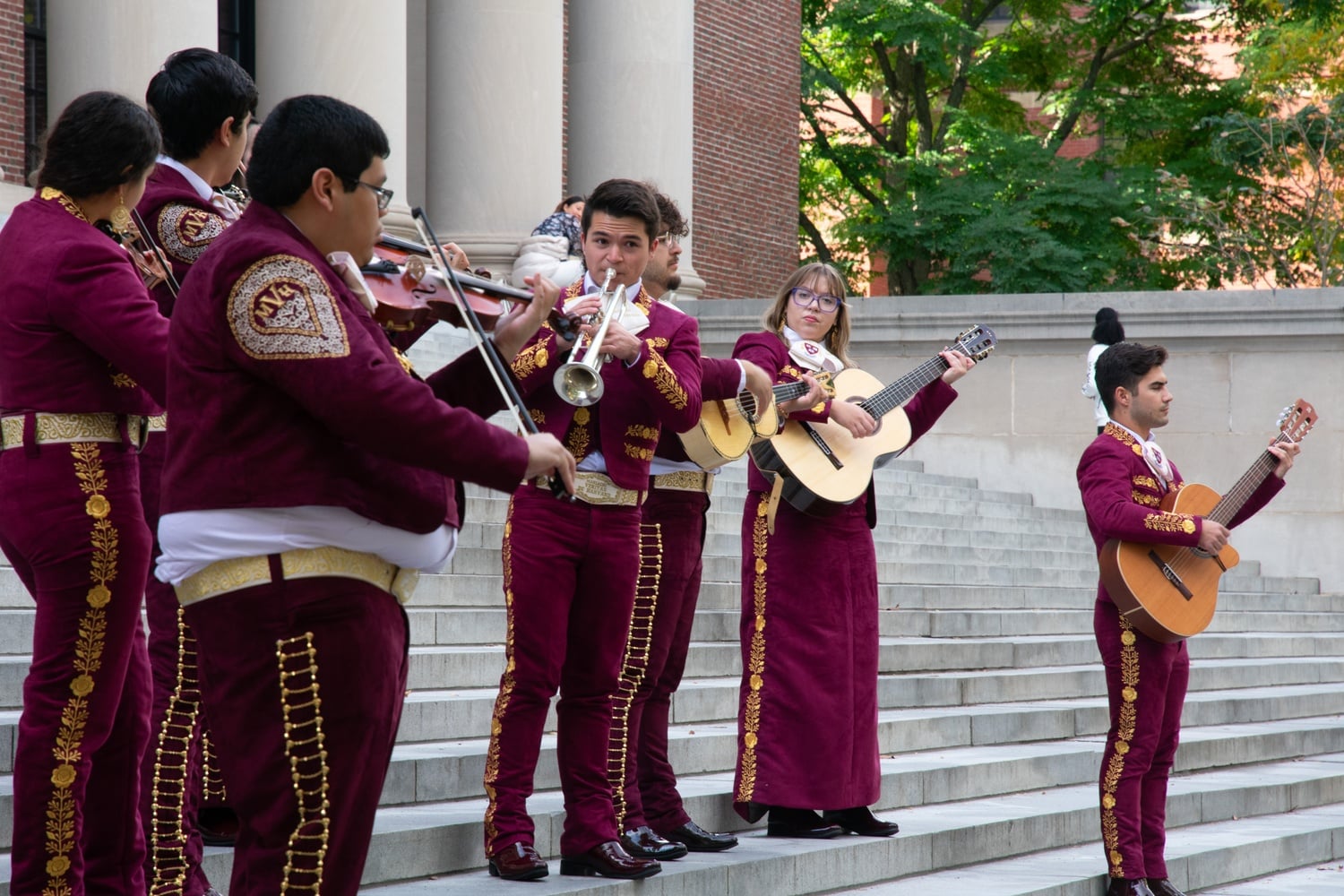 Mariachi Veritas performs outside Widener Library during Latinx Heritage Month last October.